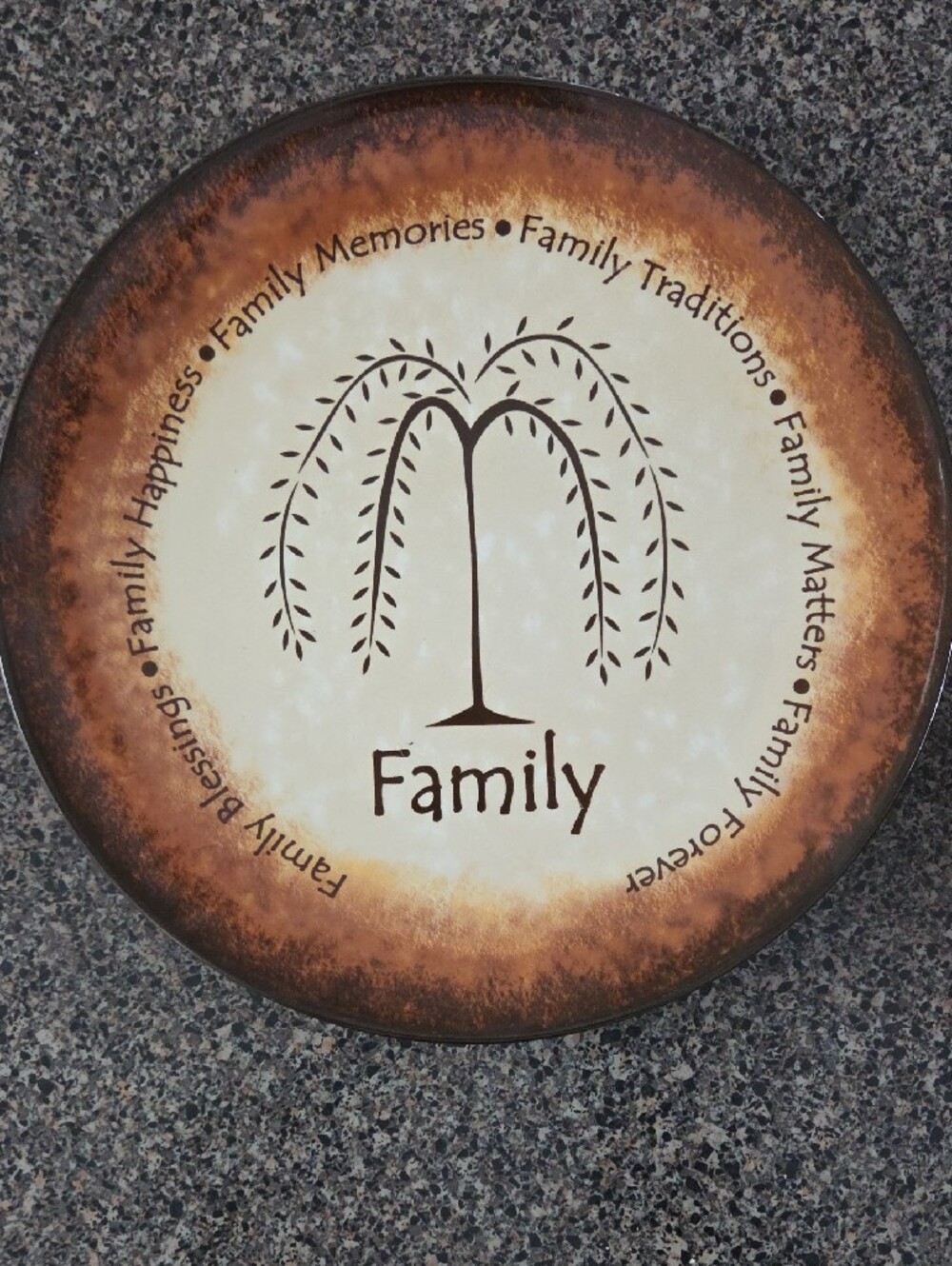 Set of 4 Rustic Family Decorative Plates - Neutral Brown & Cream - Picture 6 of 12